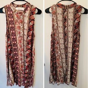 Mockneck 70’s patterned summer dress